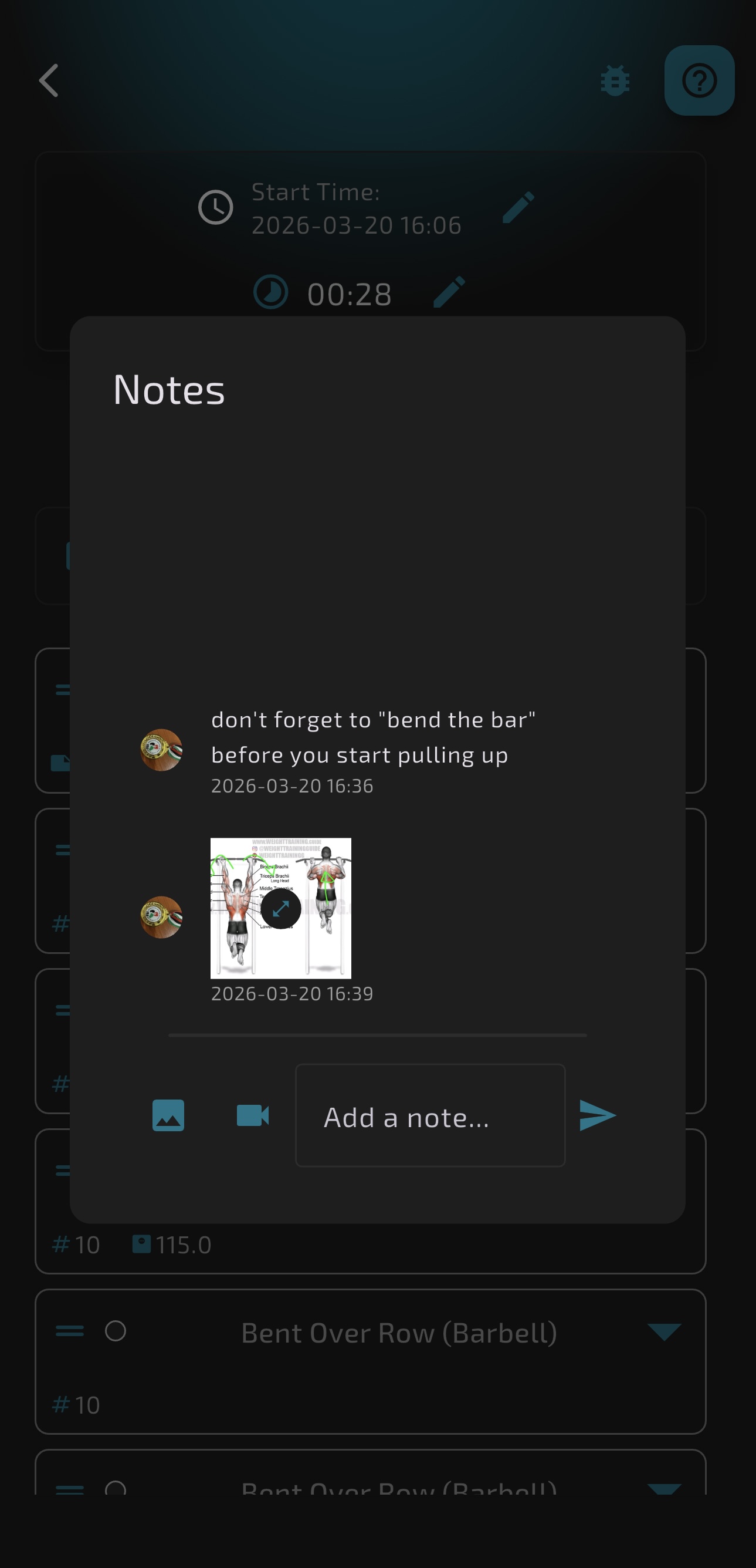 Athlete views note at their side.